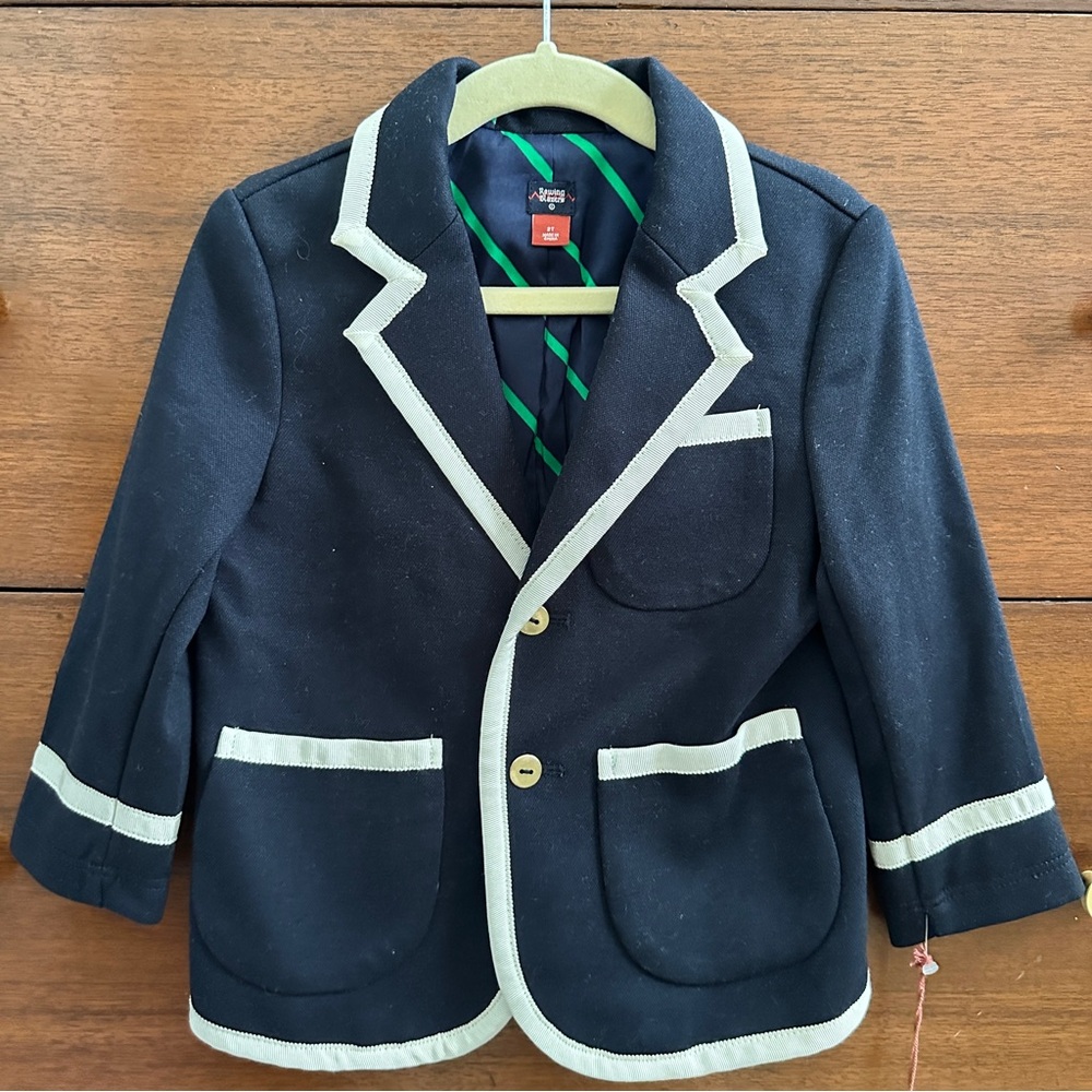 Navy Blue and White lined kids blazer
